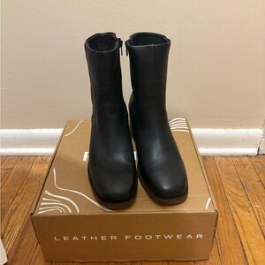 Patina Black Leather Ankle Booties